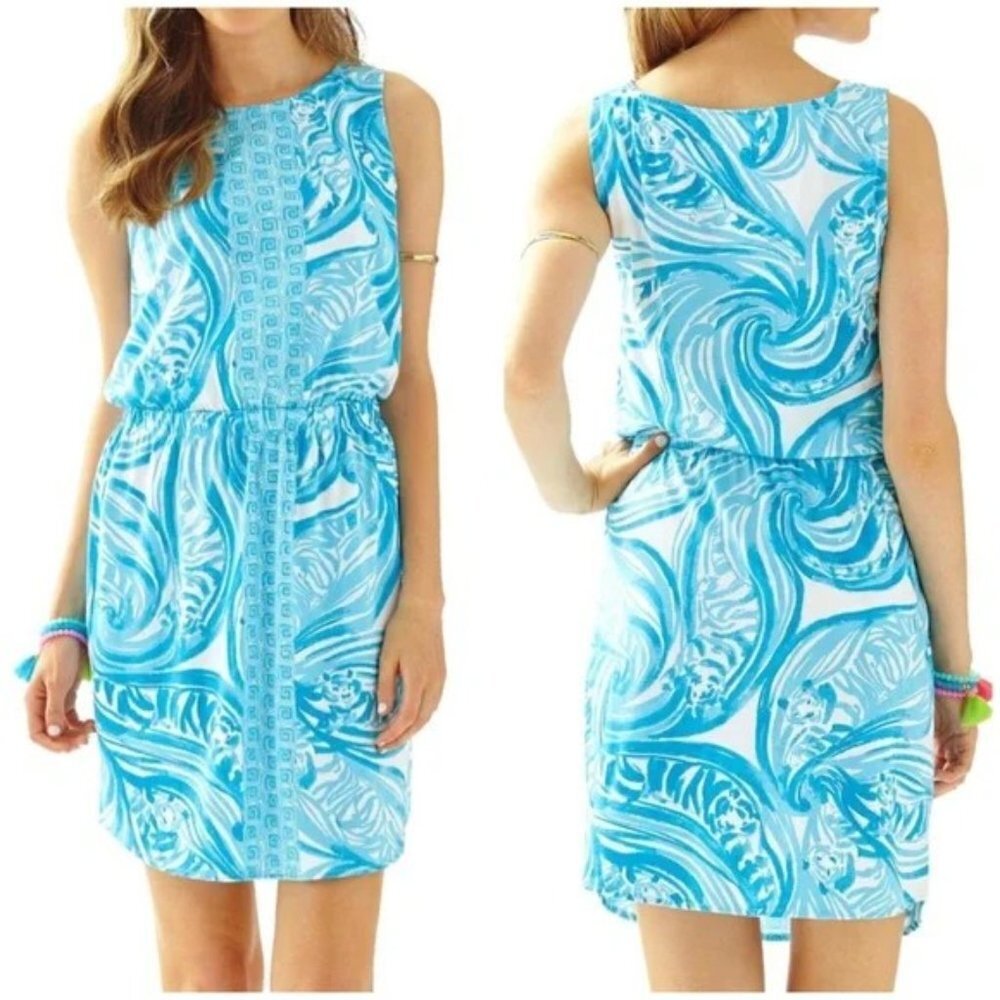 🌊 Lilly Pulitzer Resort White Sea Ruffles Windward Pima Cotton Knit Dress